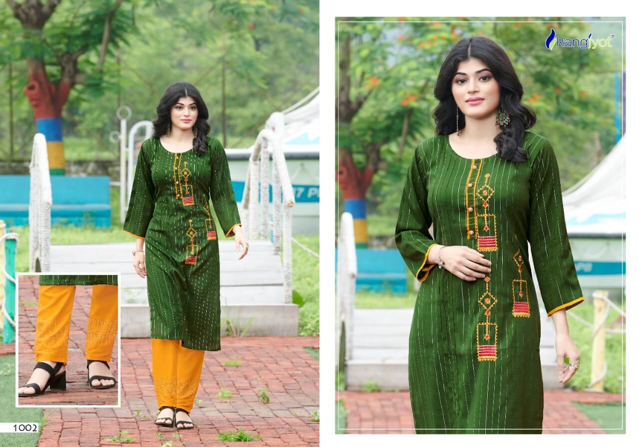 Rangjyot Riddhi Rayon Stylist Kurti With Bottom Catalog