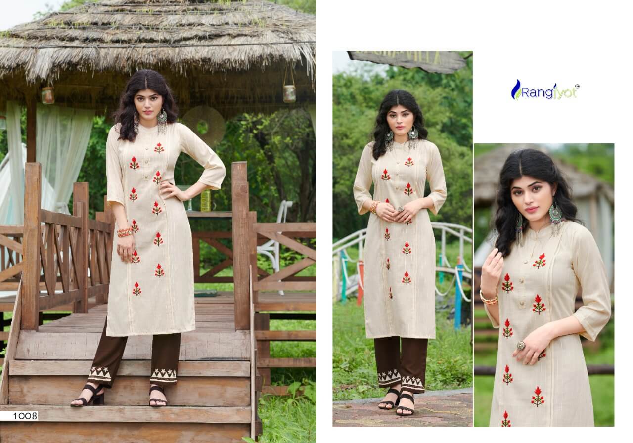 Rangjyot Riddhi Rayon Stylist Kurti With Bottom Catalog