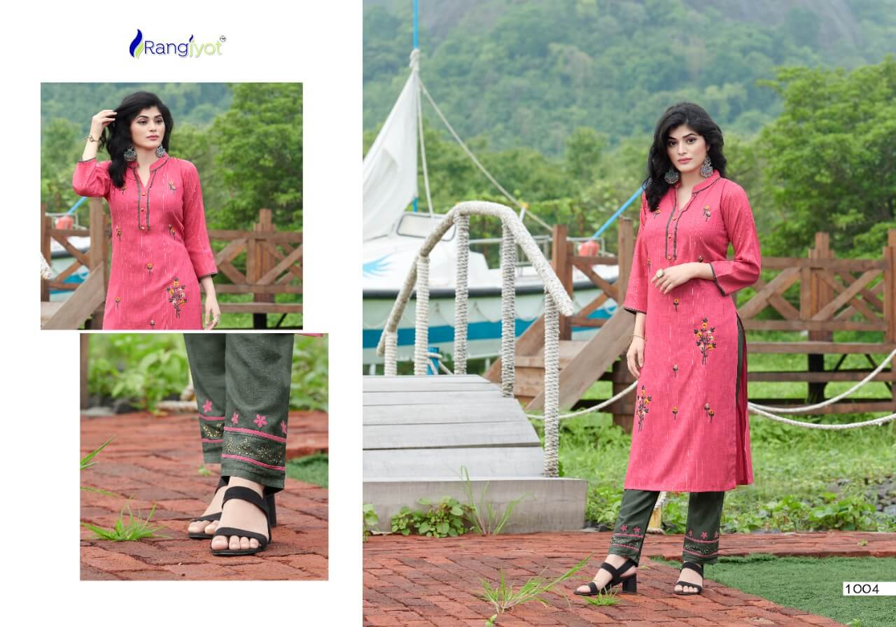 Rangjyot Riddhi Rayon Stylist Kurti With Bottom Catalog