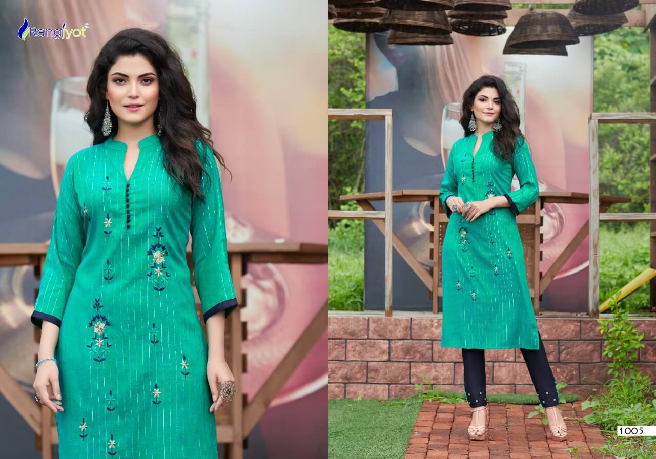 Rangjyot Riddhi Rayon Stylist Kurti With Bottom Catalog
