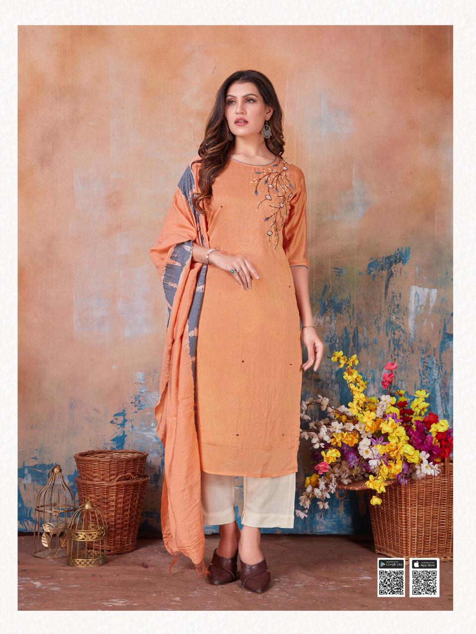 Rung Romance Designer Silk Kurti With Dupatta Catalog