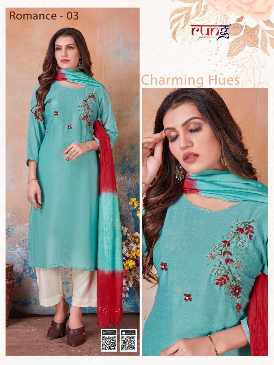 Rung Romance Designer Silk Kurti With Dupatta Catalog