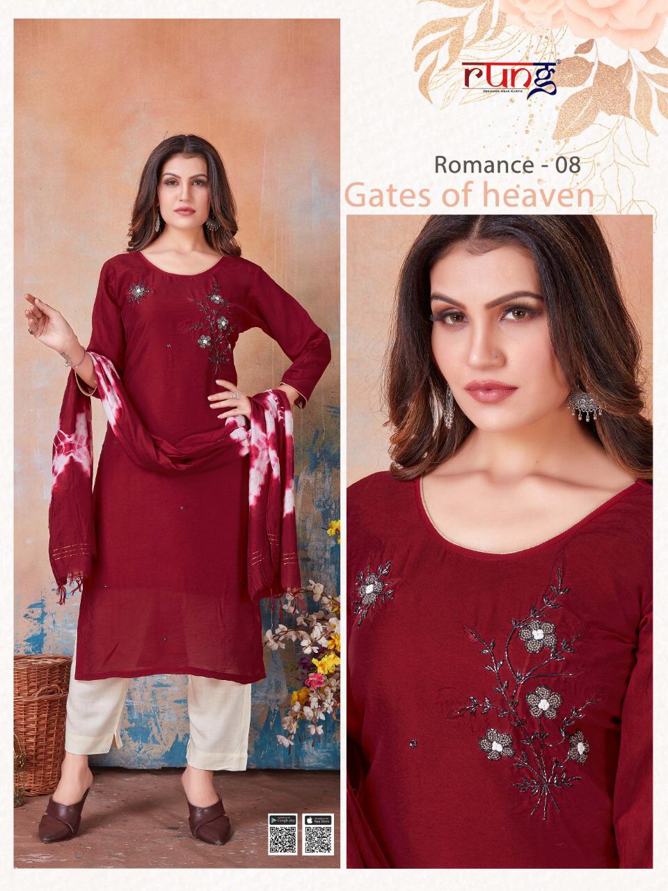Rung Romance Designer Silk Kurti With Dupatta Catalog