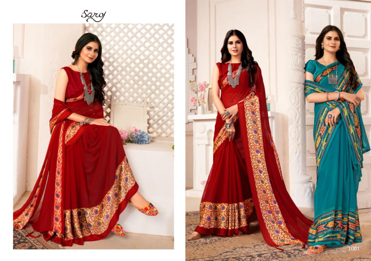Saroj Suhani Soft Georgette Festive Wear Saree Catalog