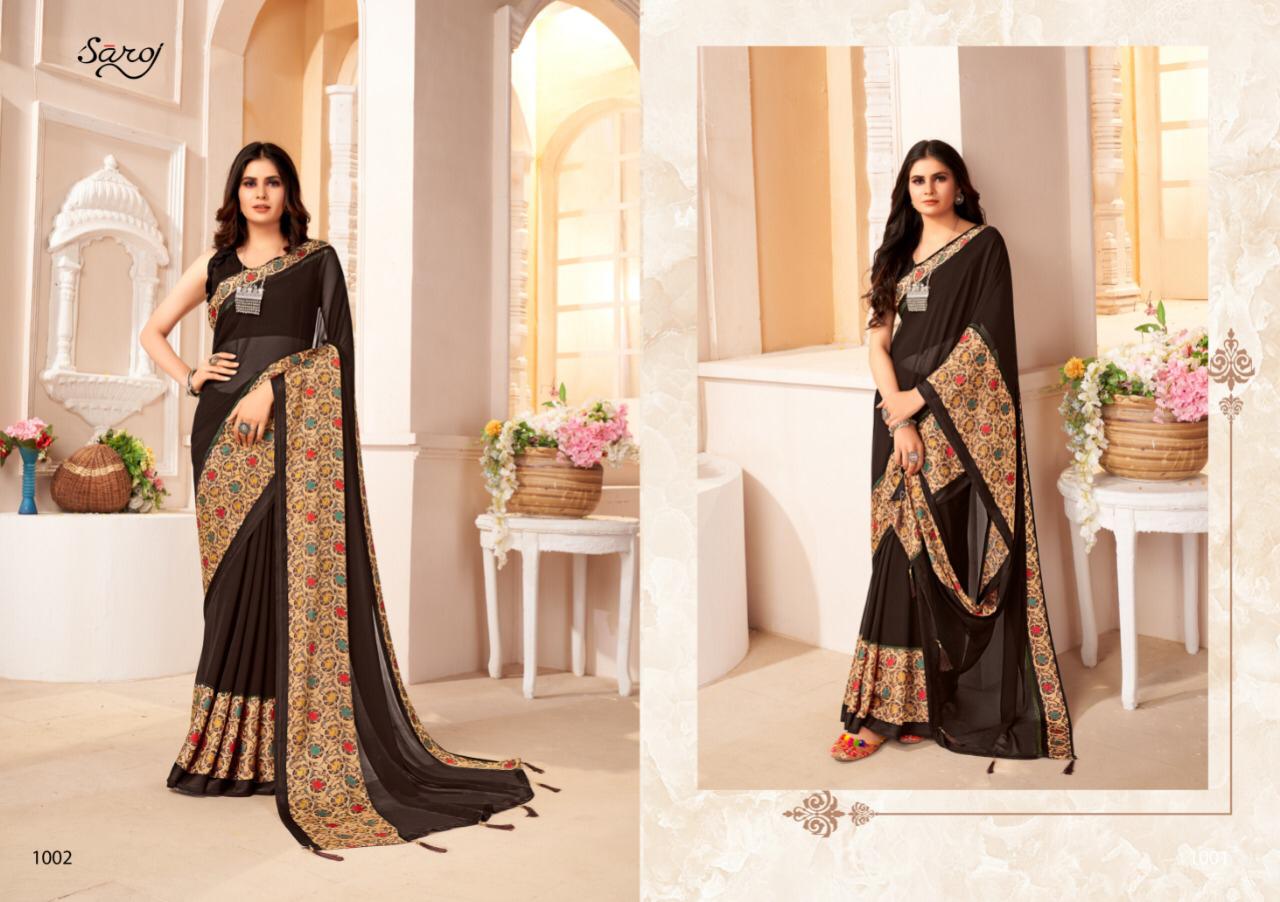 Saroj Suhani Soft Georgette Festive Wear Saree Catalog