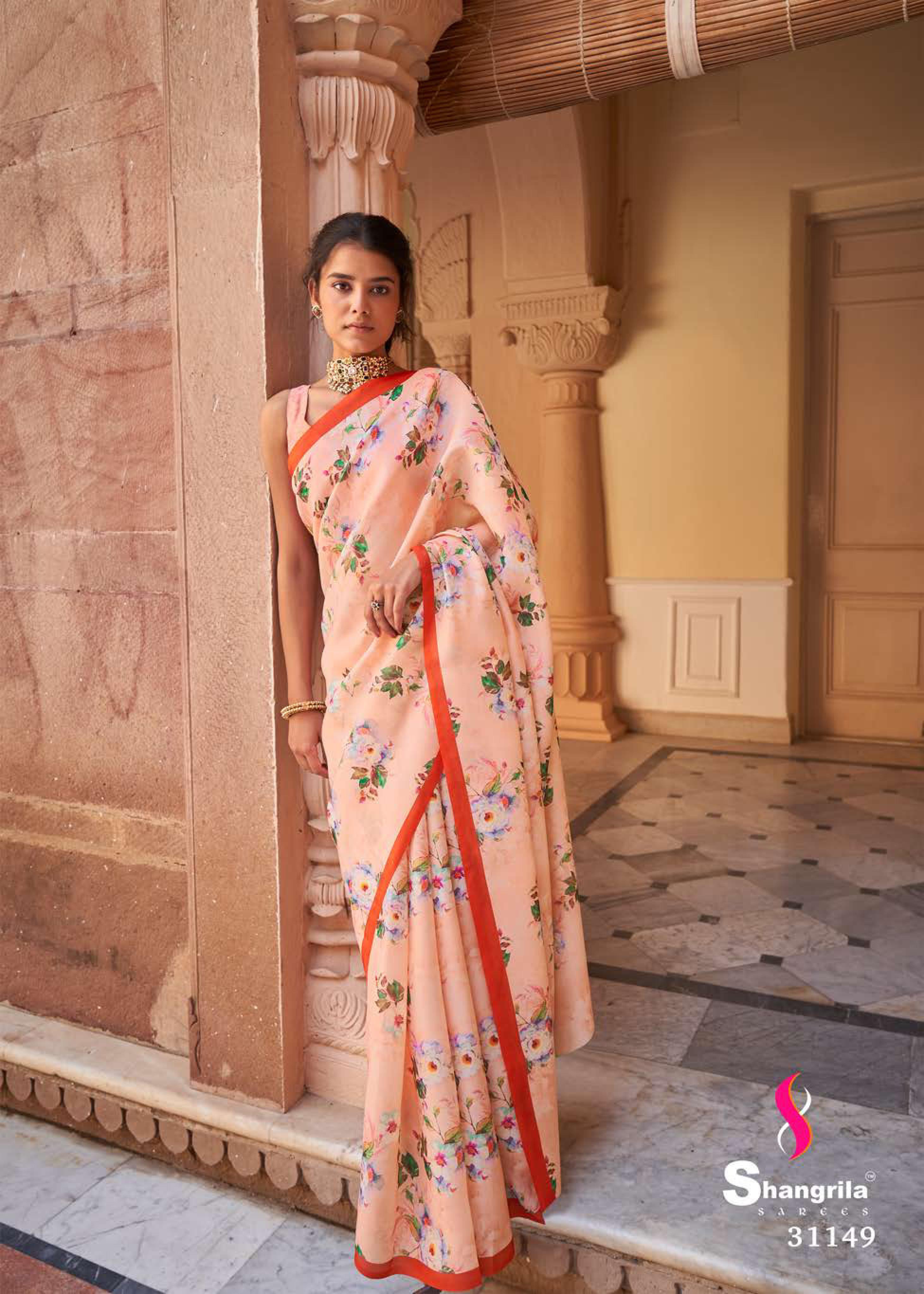 Shangrila Cremona Digital Designer Tussar Satin Digital Printed Saree Catalog