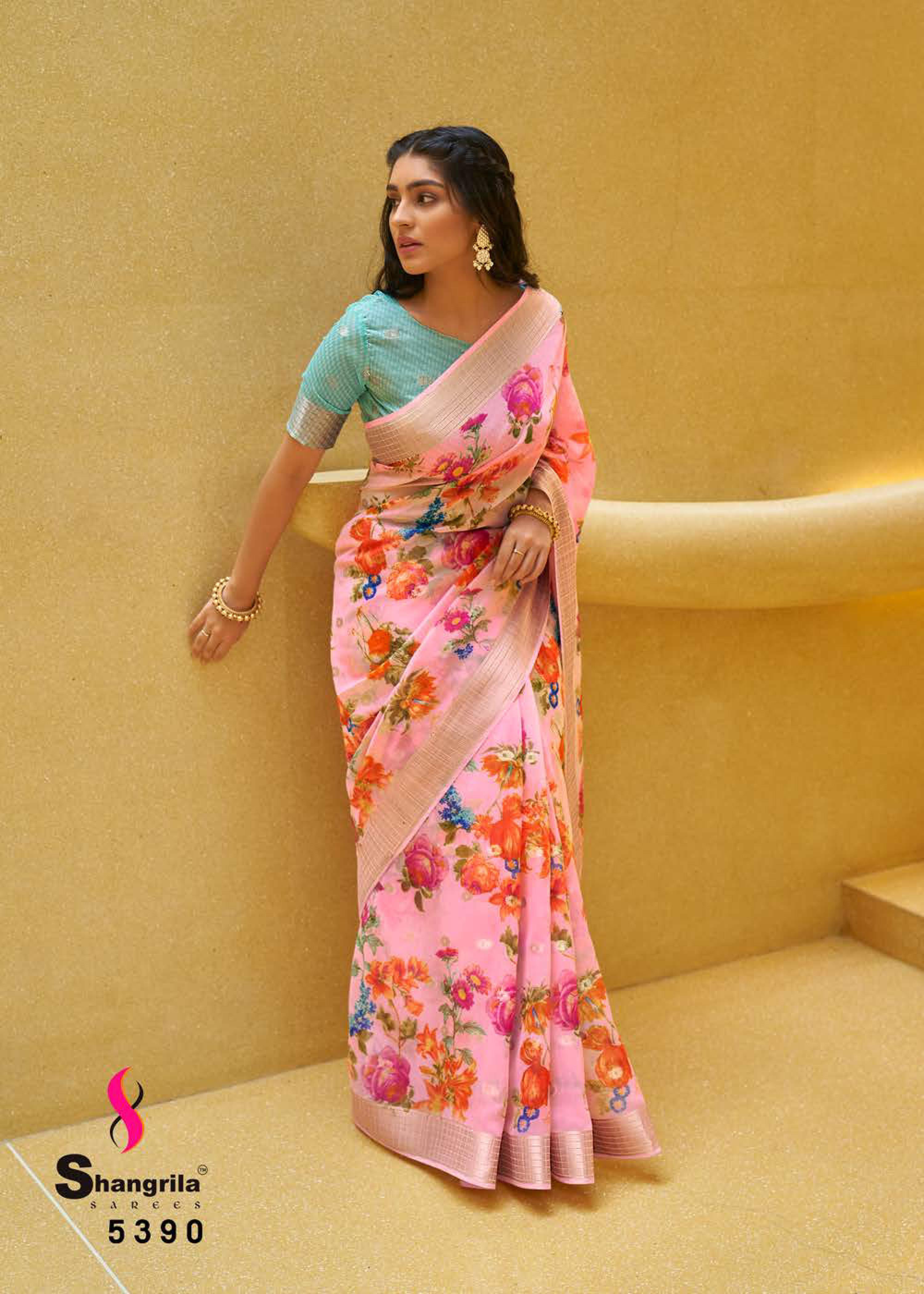 Shangrila Kalkatti Linen Designer Weaving Zari Digital Printed Saree Catalog