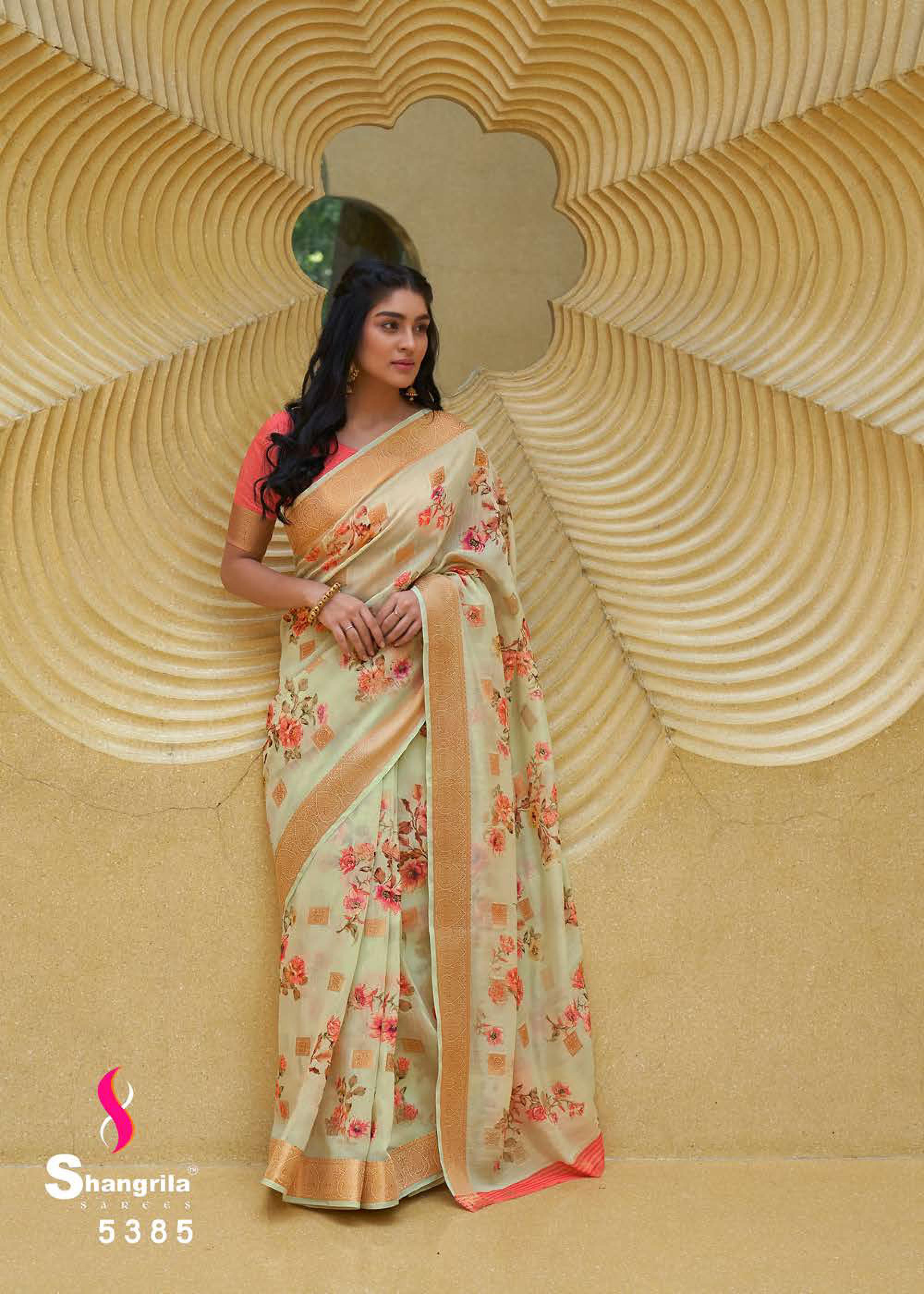 Shangrila Kalkatti Linen Designer Weaving Zari Digital Printed Saree Catalog