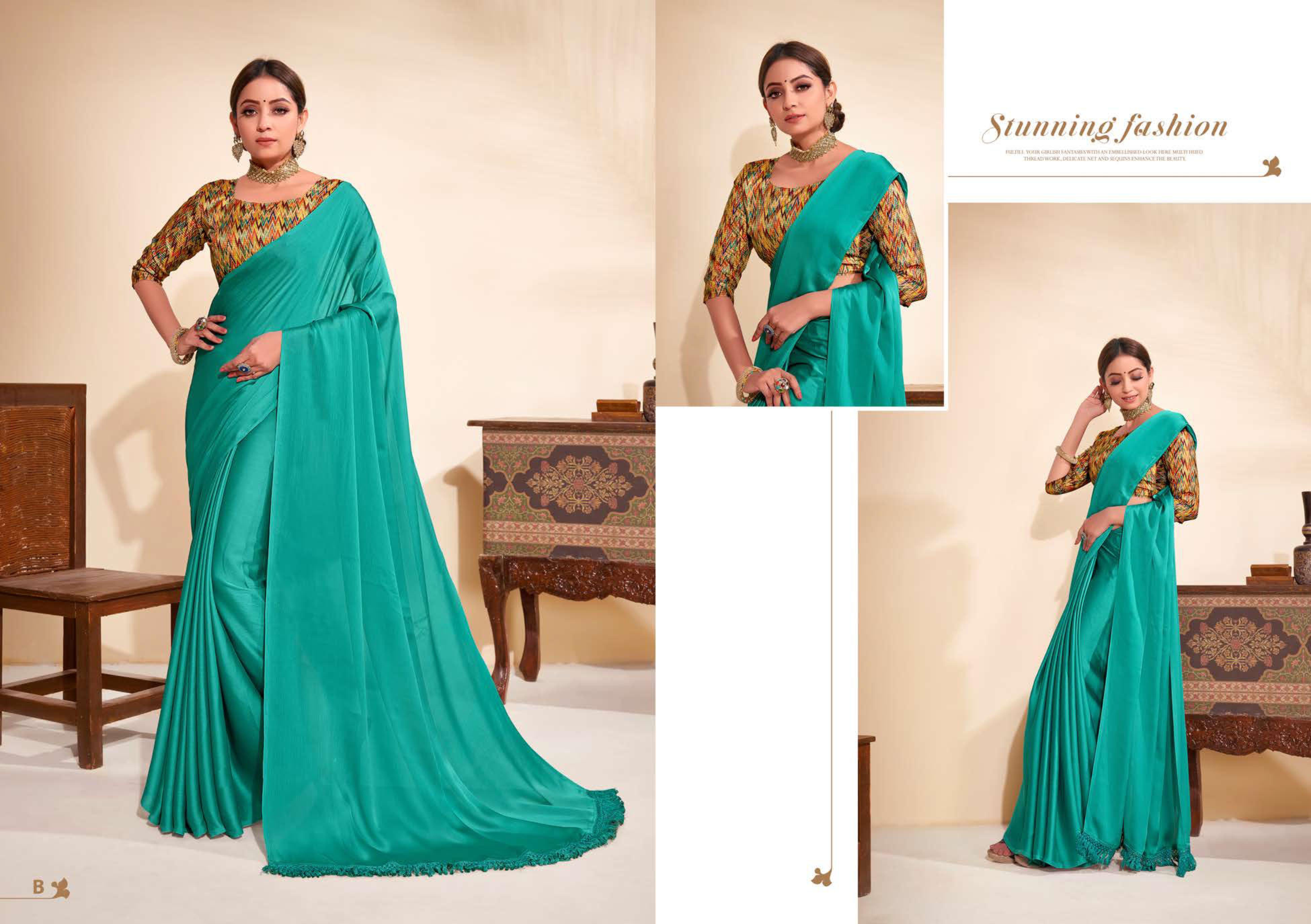 Shravya Kanchan Designer Satin Party Wear Saree Catalog