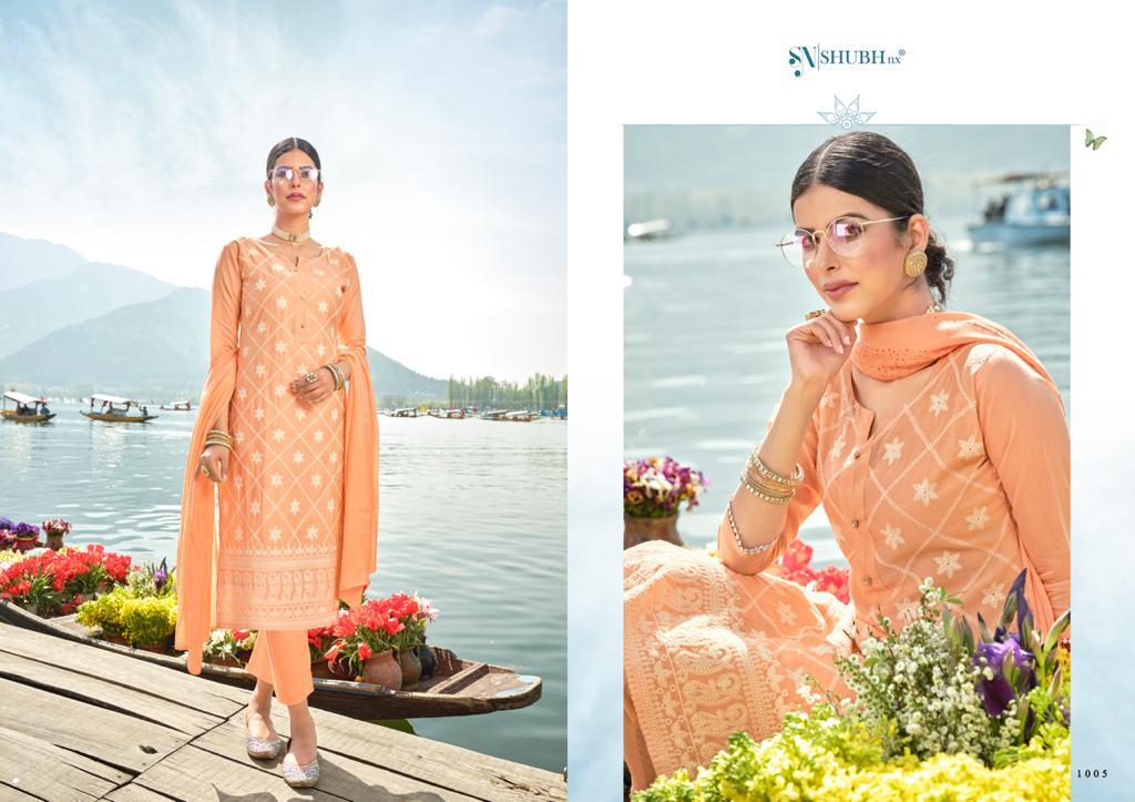 Shubh Nx Lucknowi Designer Ethnic Wear Chanderi Ready-made Salwar Suits Catalog