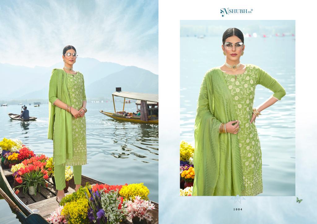 Shubh Nx Lucknowi Designer Ethnic Wear Chanderi Ready-made Salwar Suits Catalog