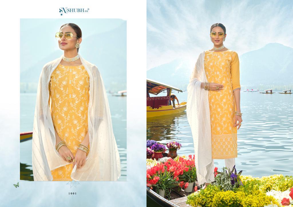 Shubh Nx Lucknowi Designer Ethnic Wear Chanderi Ready-made Salwar Suits Catalog