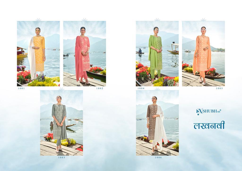 Shubh Nx Lucknowi Designer Ethnic Wear Chanderi Ready-made Salwar Suits Catalog