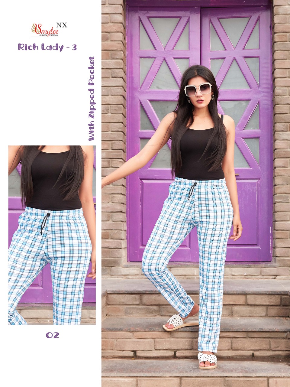 Smylee  Rich Lady  Vol 3  Casual Wear Printed Zipper Pocket Bottom
