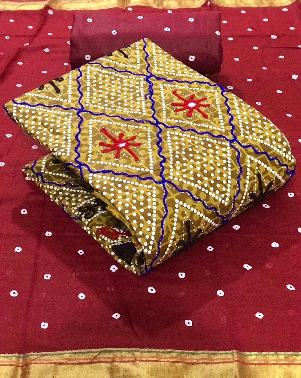 Fc Bandhej Vol 3 Designer Cotton Batik Embroidery Dress Materials
