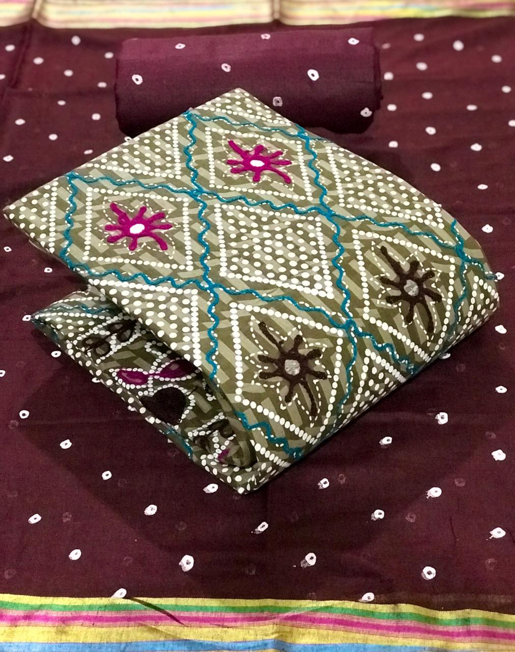 Fc Bandhej Vol 3 Designer Cotton Batik Embroidery Dress Materials