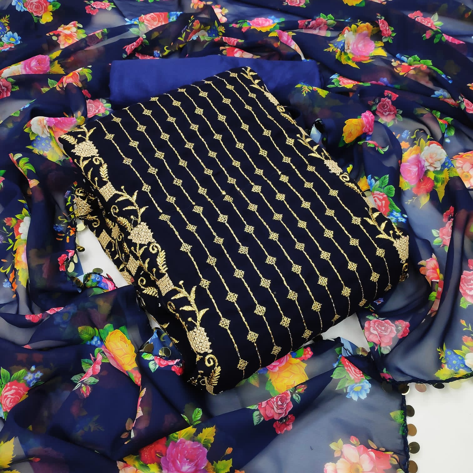 Fcgeorgette Vol 3 Designer Festive Wear Dress Materials Catalog