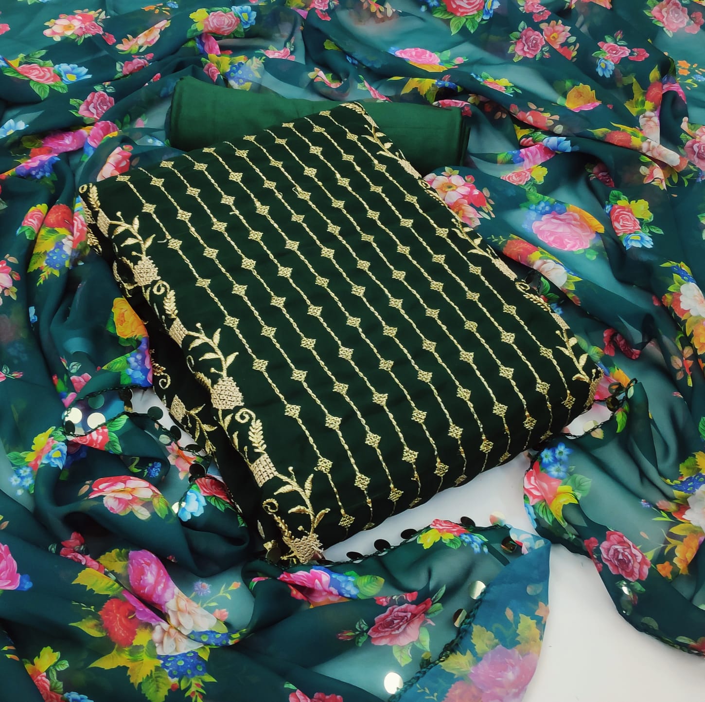 Fcgeorgette Vol 3 Designer Festive Wear Dress Materials Catalog