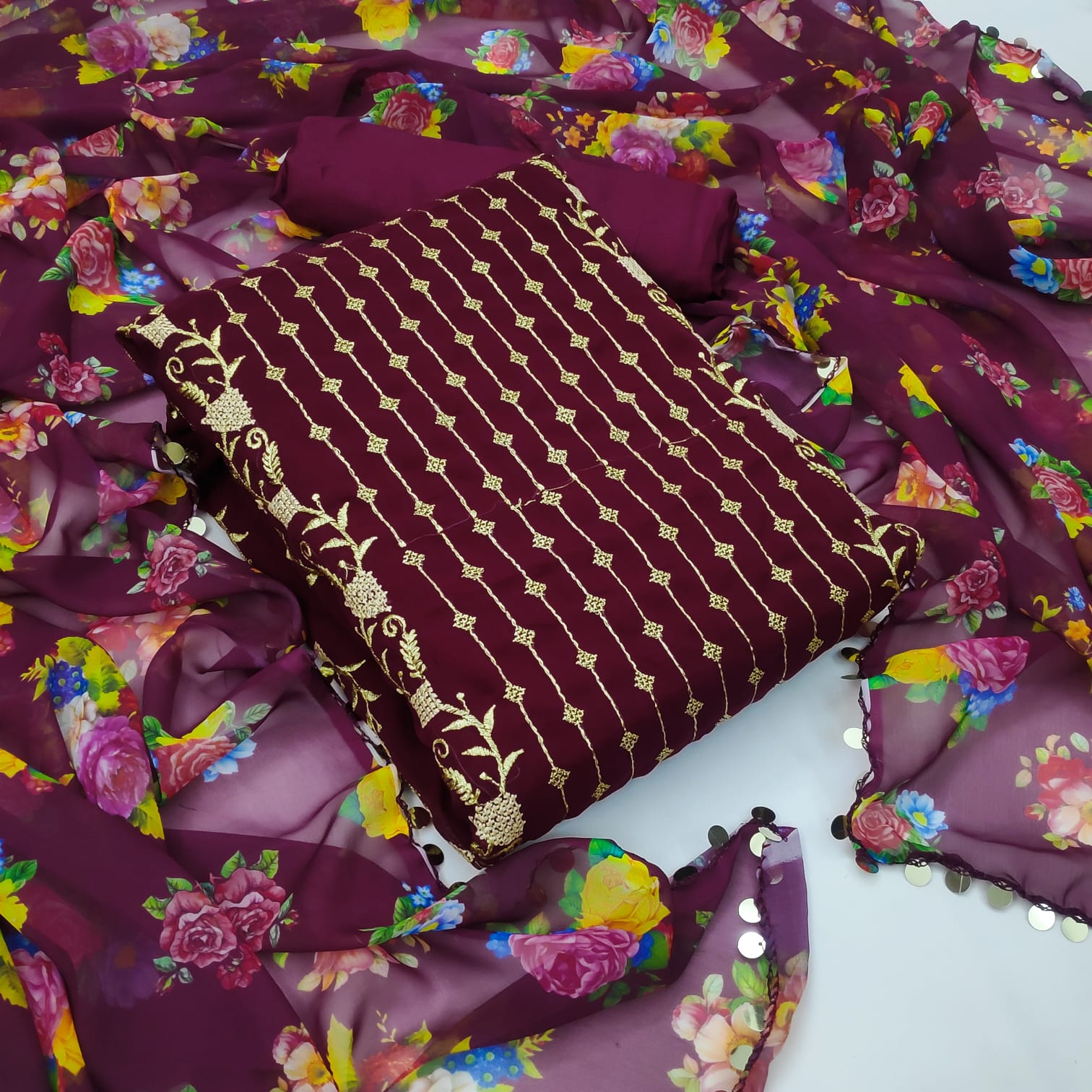 Fcgeorgette Vol 3 Designer Festive Wear Dress Materials Catalog