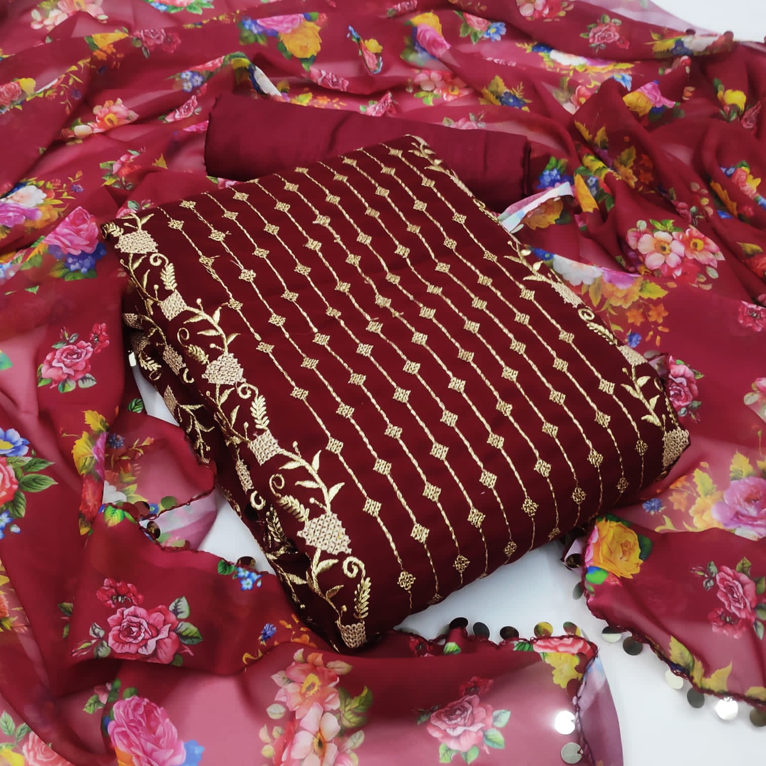 Fcgeorgette Vol 3 Designer Festive Wear Dress Materials Catalog