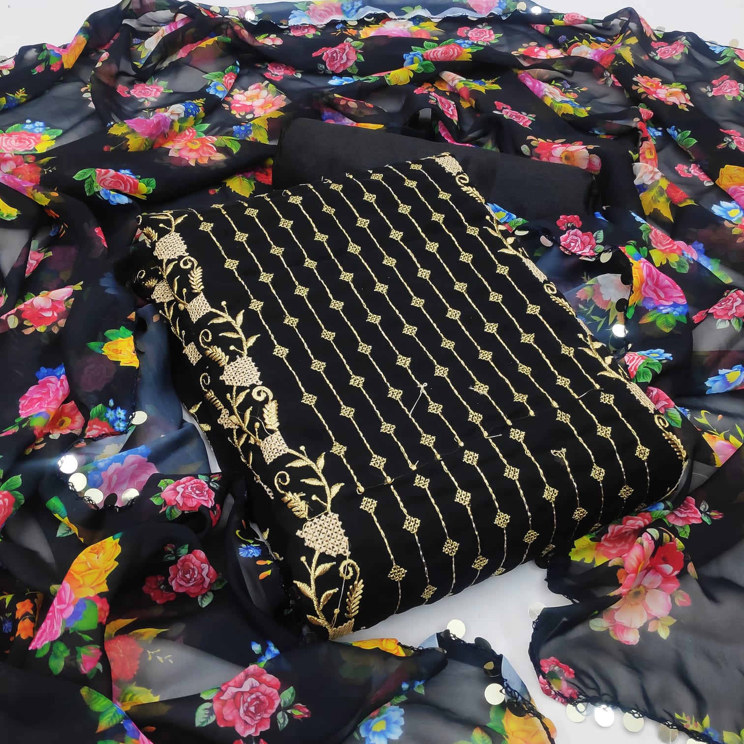 Fcgeorgette Vol 3 Designer Festive Wear Dress Materials Catalog