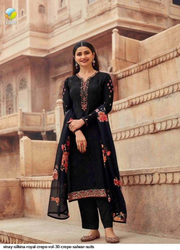 Vinay Silkina Royal Crepe Vol 30 Wholesale Suit Salwar Kameez  Catalog