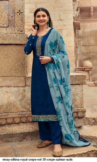 Vinay Silkina Royal Crepe Vol 30 Wholesale Suit Salwar Kameez  Catalog