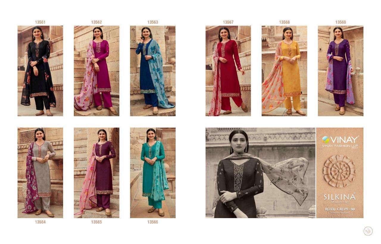 Vinay Silkina Royal Crepe Vol 30 Wholesale Suit Salwar Kameez  Catalog