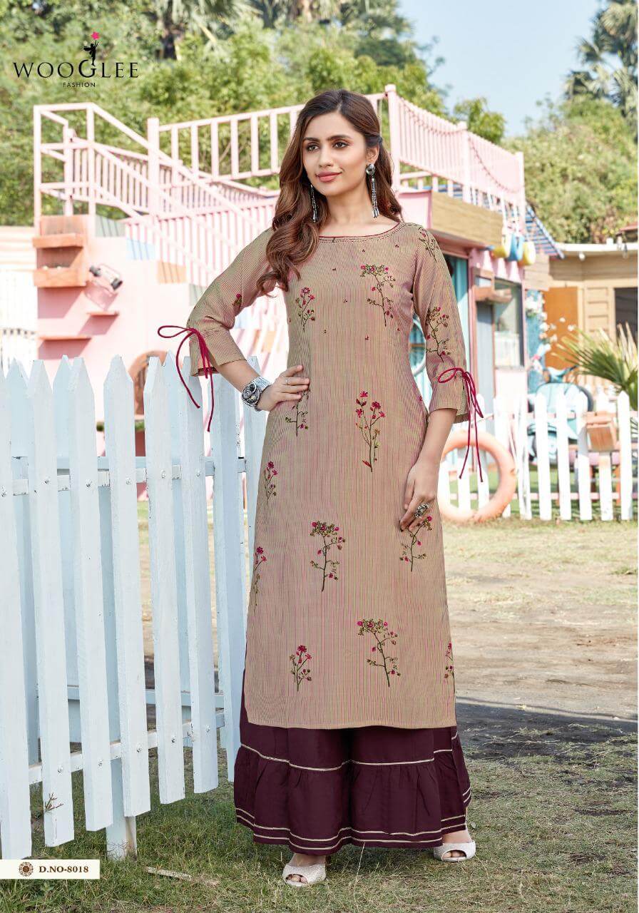 Wooglee Rose Vol 3 Rayon Fancy Kurti With Sharara Catalog
