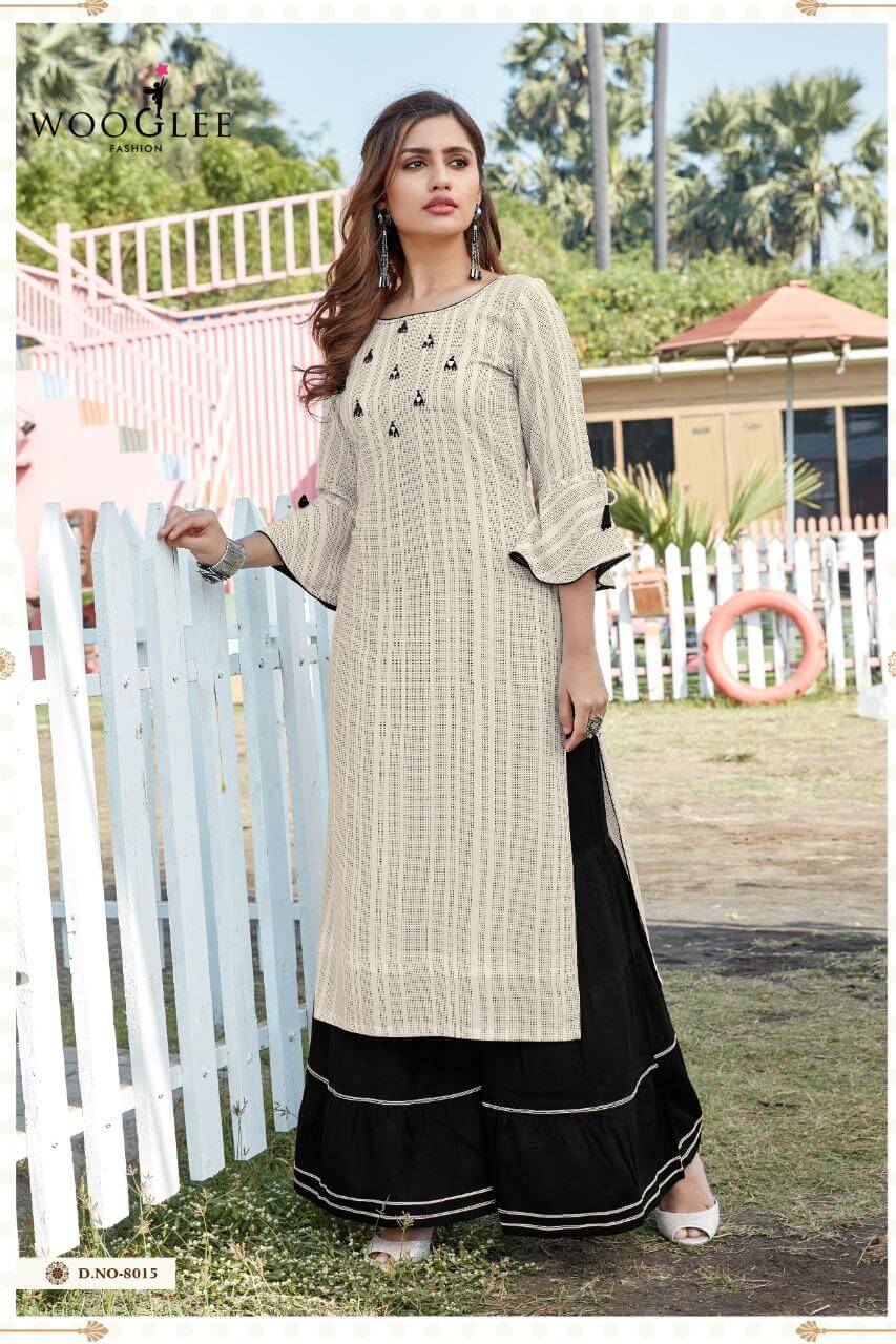 Wooglee Rose Vol 3 Rayon Fancy Kurti With Sharara Catalog