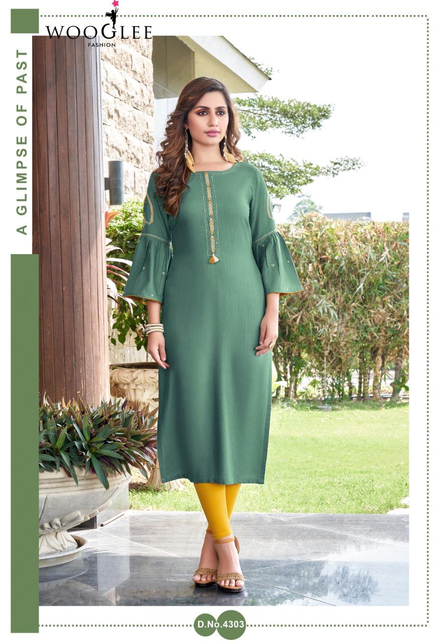 Wooglee Sakshi Rayon Designer Embroidery Kurti