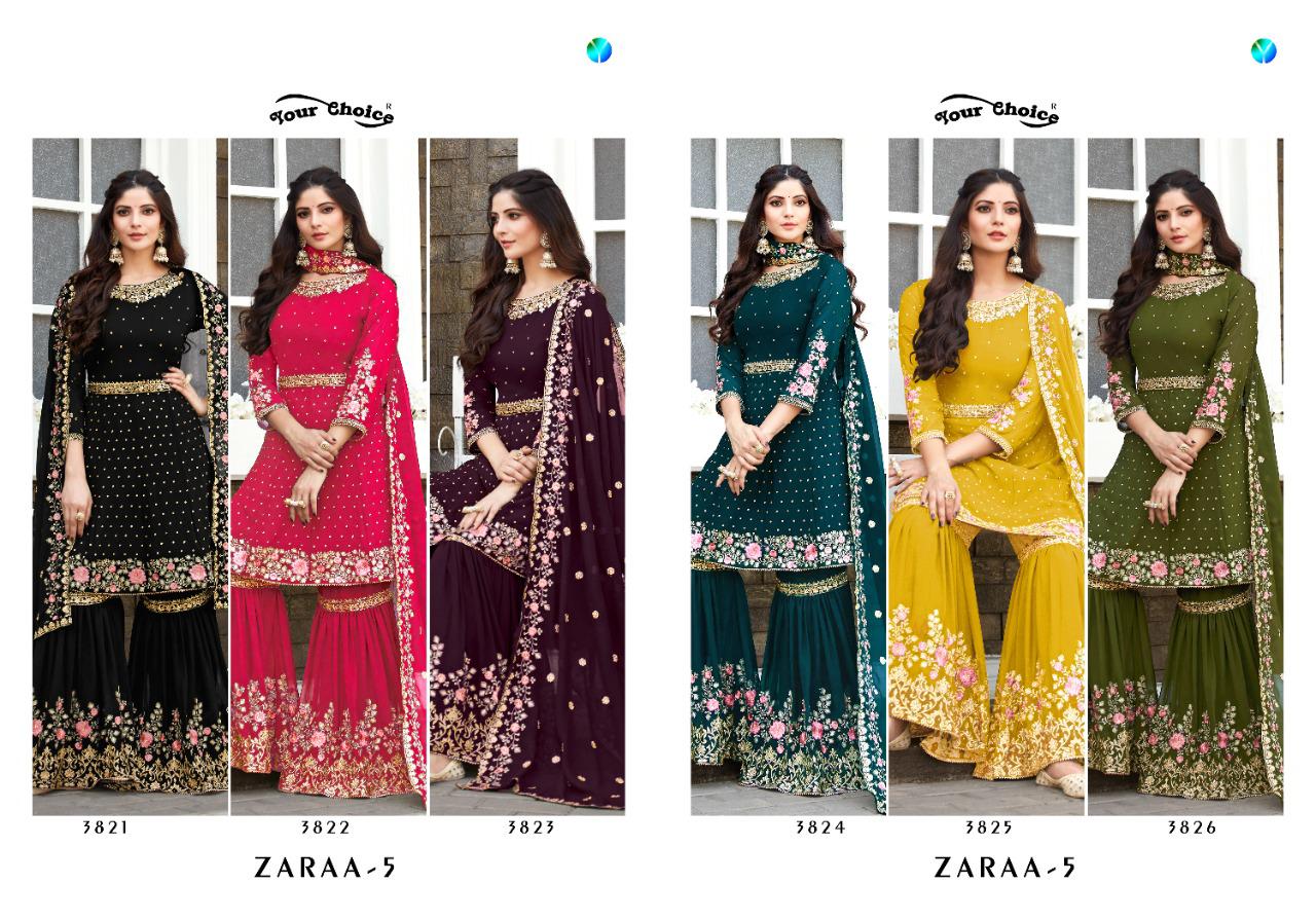 Your Choice Zaraa Vol  5 Heavy Wear Georgette Embroidery Salwar Kameez  Catalog