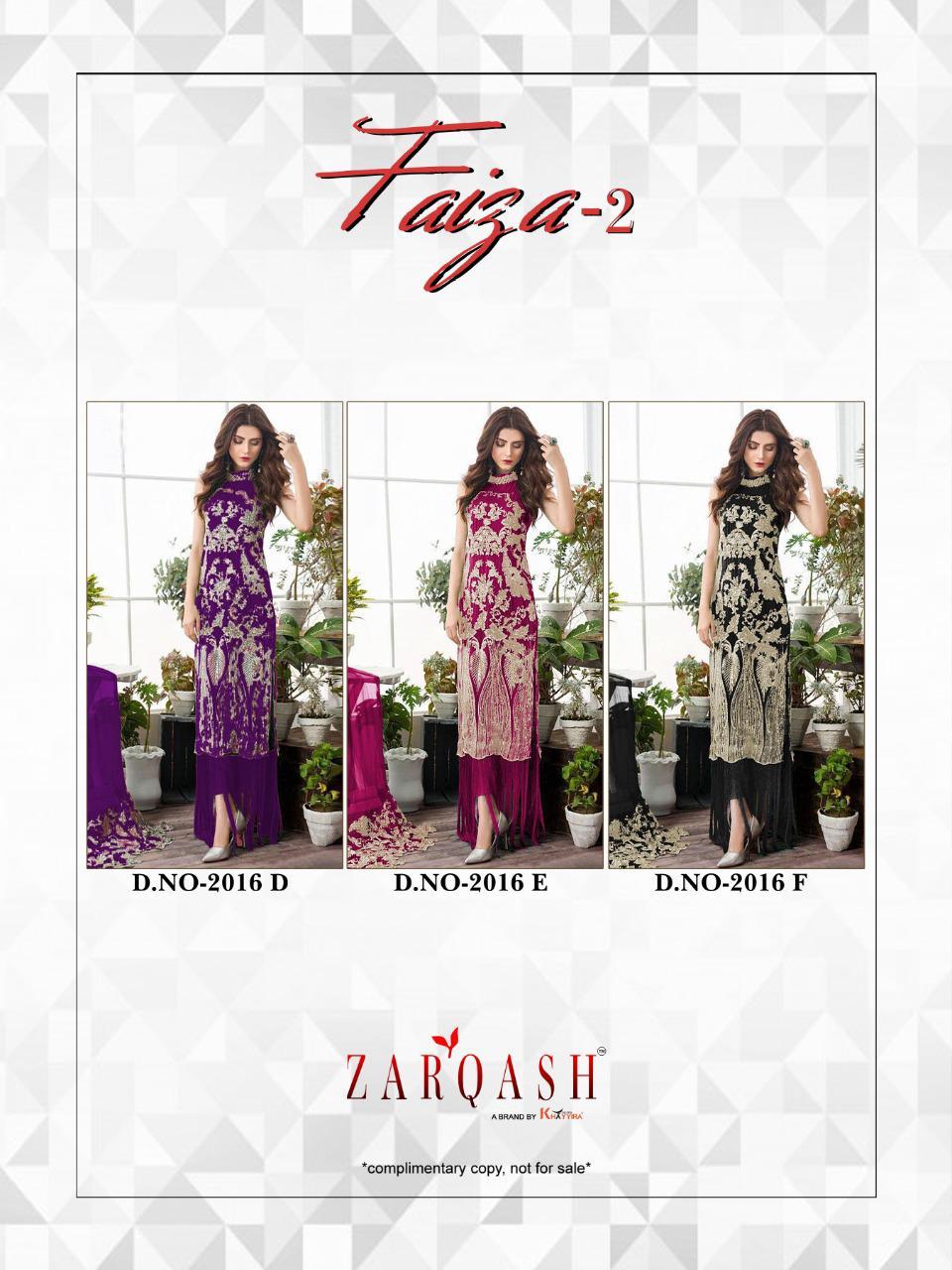 Zarqash Faiza Vol 2 Designer Georgette Embroidery Pakistani Salwar Suits  Catalog
