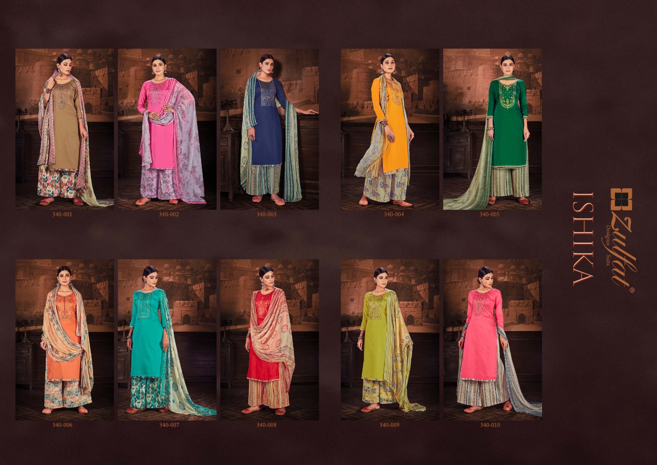 Zulfat Ishika Cotton Designer Embroidery Salwar Suits Catalog