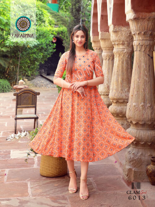 Aradhna Glam Girl 6 Rayon Fancy Kurti Catalog