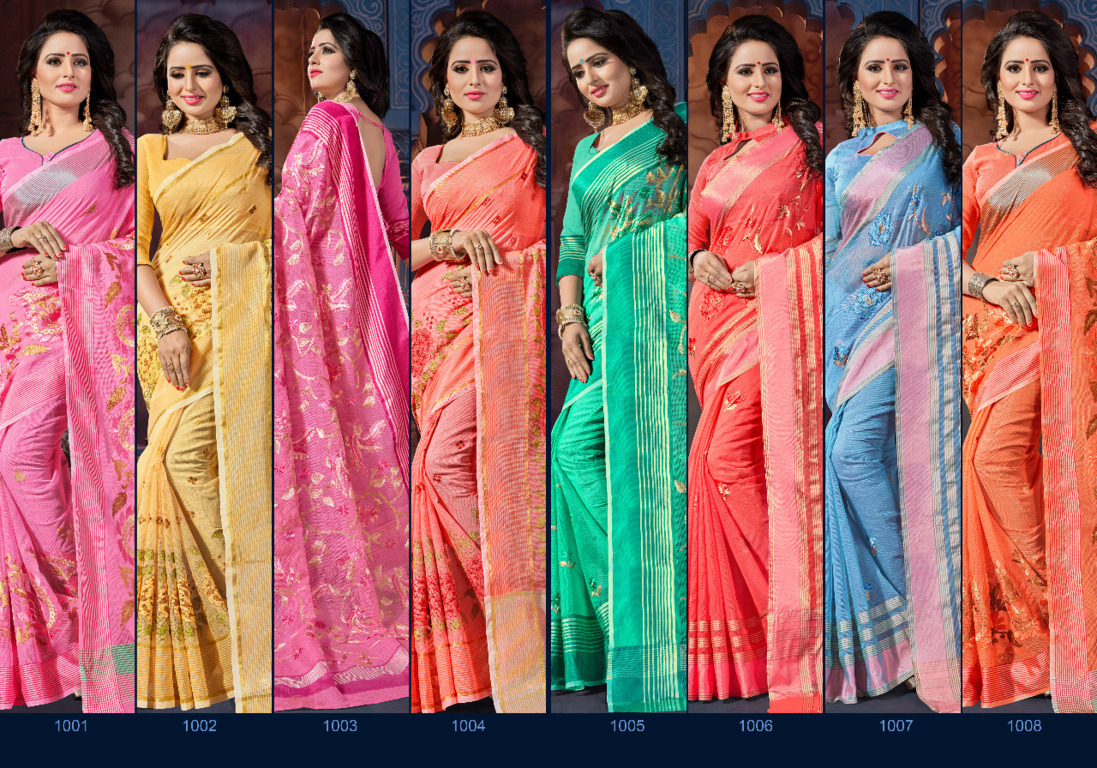 Sangam Presents Bandhan Supernet Embroidery Sarees