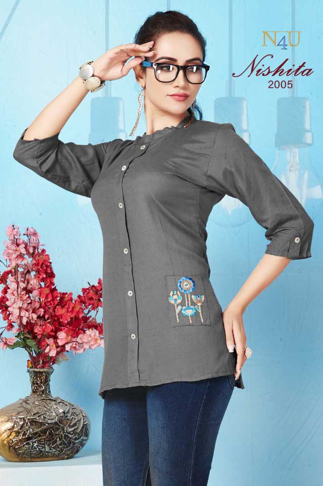 Tunic House Nishita Rayon Short Top Kurti Catalog