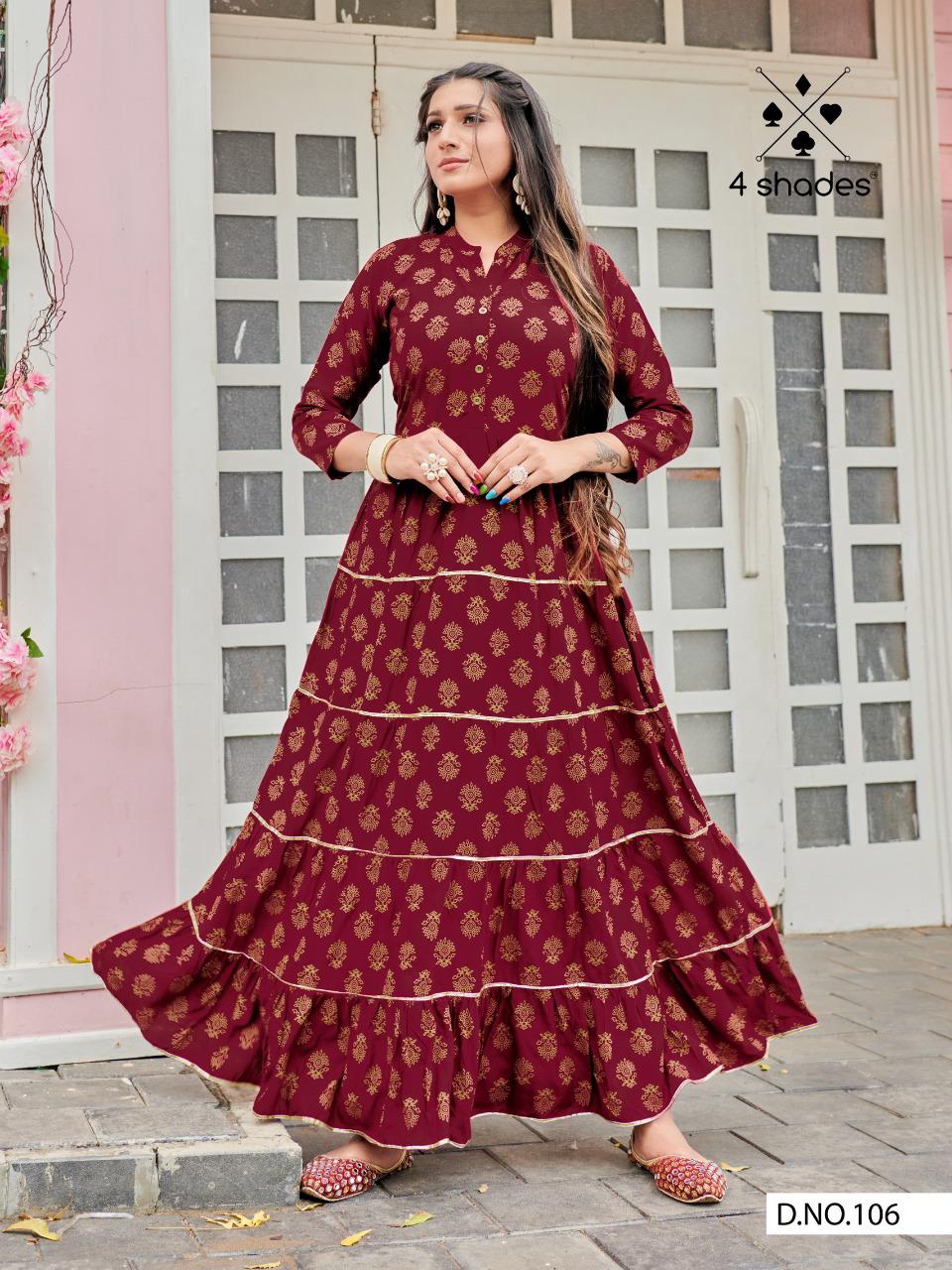 4shades Sundari Vol 1 By Blue Hills Long Kurti Gown Catalog