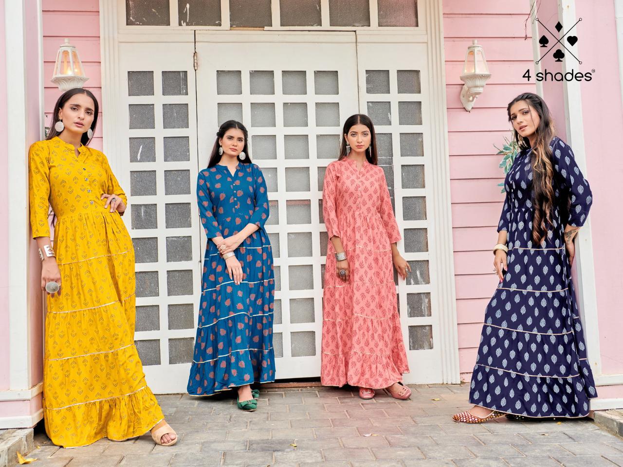 4shades Sundari Vol 1 By Blue Hills Long Kurti Gown Catalog