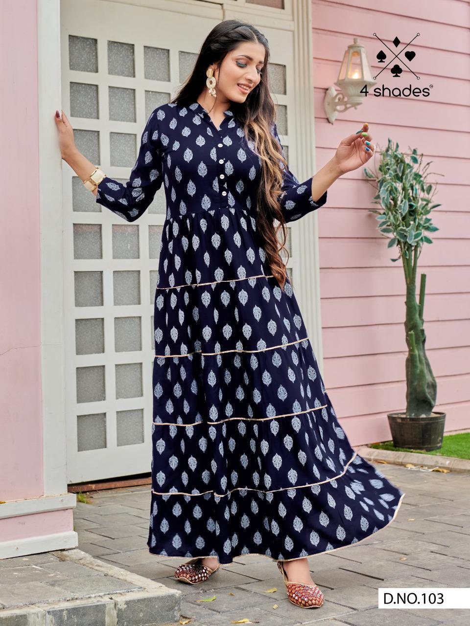 4shades Sundari Vol 1 By Blue Hills Long Kurti Gown Catalog