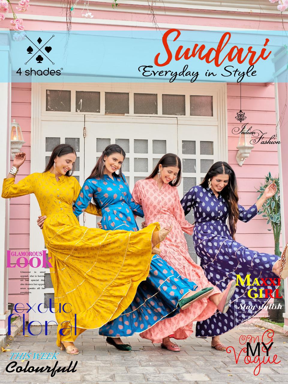 4shades Sundari Vol 1 By Blue Hills Long Kurti Gown Catalog