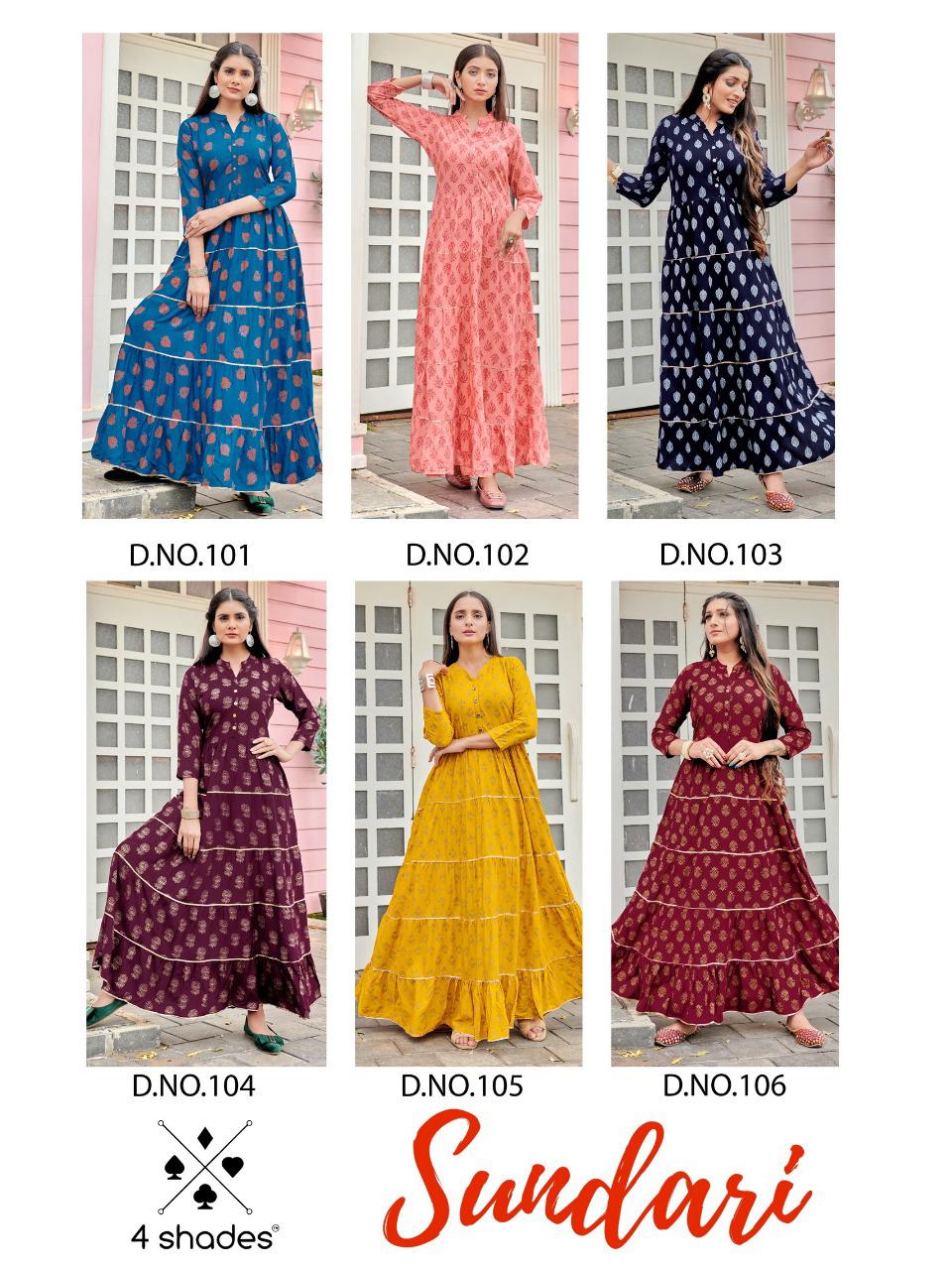4shades Sundari Vol 1 By Blue Hills Long Kurti Gown Catalog