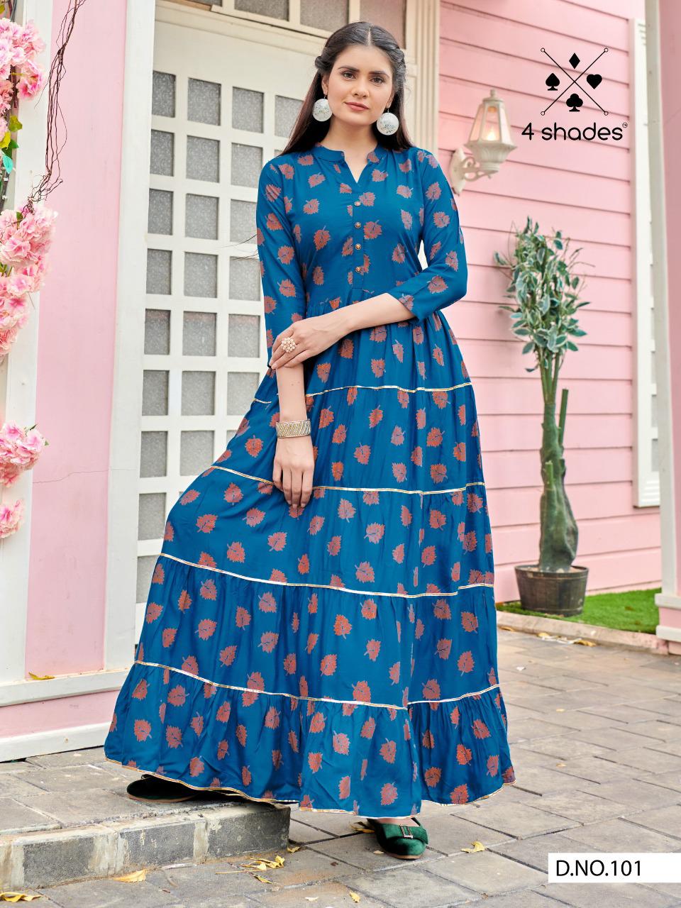 4shades Sundari Vol 1 By Blue Hills Long Kurti Gown Catalog