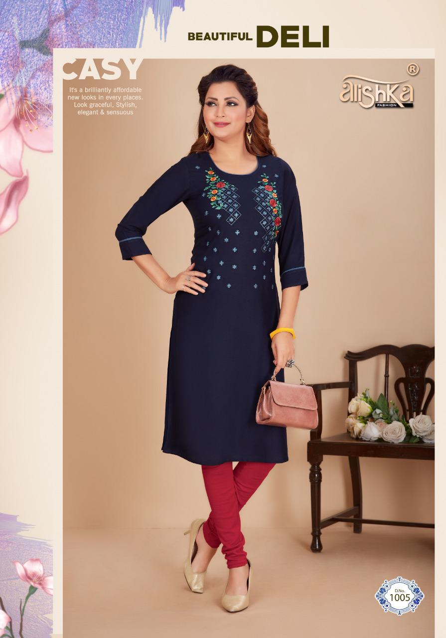 Alishka Titli Rayon Designer Embroidery Kurti Catalog