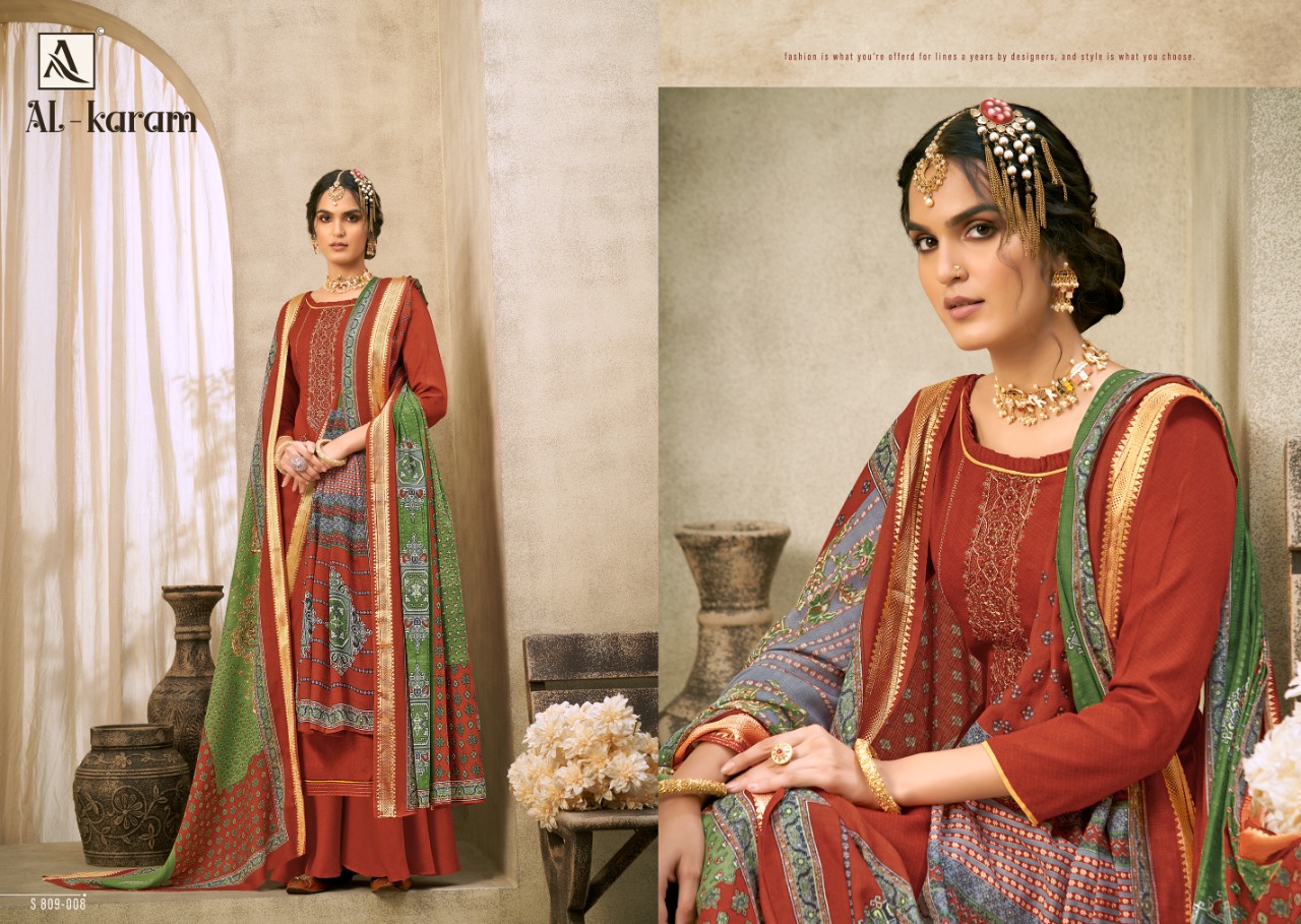 Alok Al Karam Pure Jam Designer Dress Material Catalog