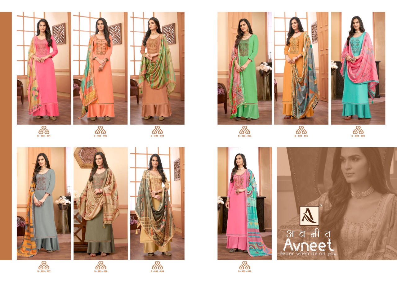 Alok Avneet Designer Embroidery Salwar Suits Catalog