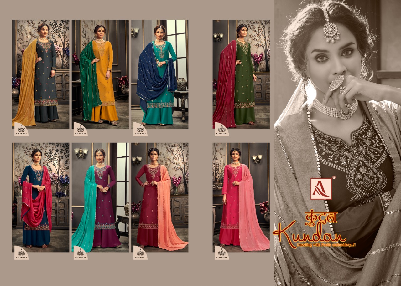 Alok Kundan Designer Cotton Ethnic Wear Embroidery Salwar Suits  Catalog