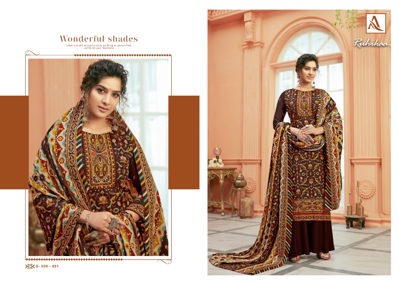 Alok Ruhikaa Pure Wool Pashmina Designer Dress Material Catalog