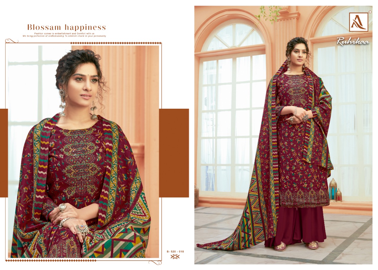 Alok Ruhikaa Pure Wool Pashmina Designer Dress Material Catalog