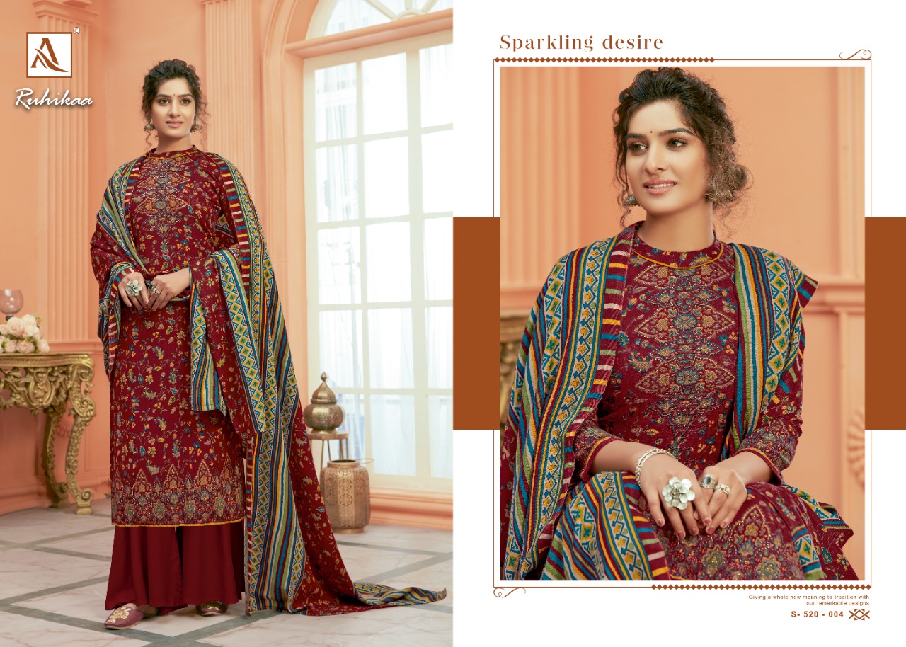 Alok Ruhikaa Pure Wool Pashmina Designer Dress Material Catalog